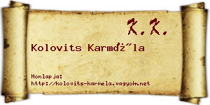 Kolovits Karméla névjegykártya